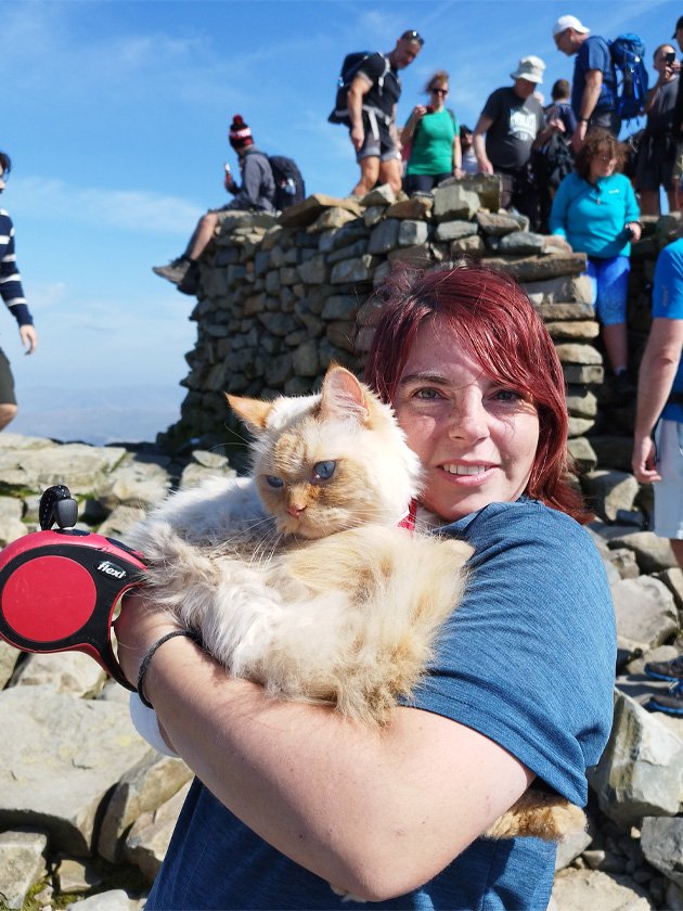 Louis’ owner Jess Peters has been walking him since he was a kitten (Picture: Solent News)